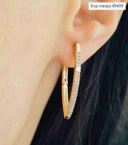 Серьги Стрелы украшены Блестящими камешками, 2,7см, английская застежка, Xuping 18К 119409 фото 1