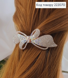 Заколка автомат Бантик с камнями 10см 222070 фото