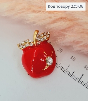 Брошь металл Яблочко с камешками 235108 фото