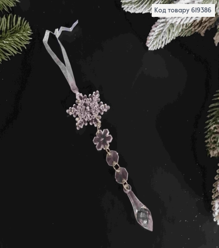 Фігурка "ПІДВІСКА сніжинок" ,довжина 17см, новорічна прикраса, пластик 619386 фото 2