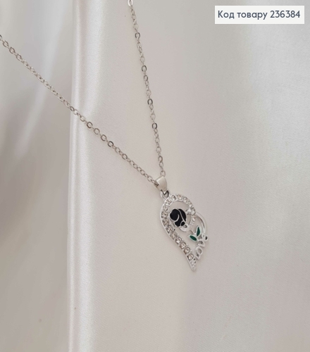 Біжутерія на шию, з підвіскою "LOVE" з трояндою і камінчиками, 44+6см, Fashion Jewelry 236384 фото 1