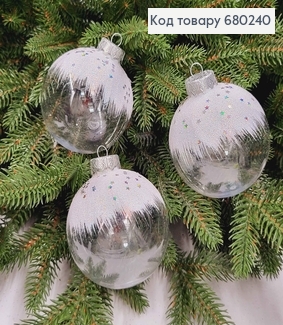 Іграшка куля 80мм ПРОЗОРА з БІЛИМ ІНІЄМ , ціна за 3шт, Україна 680240 фото