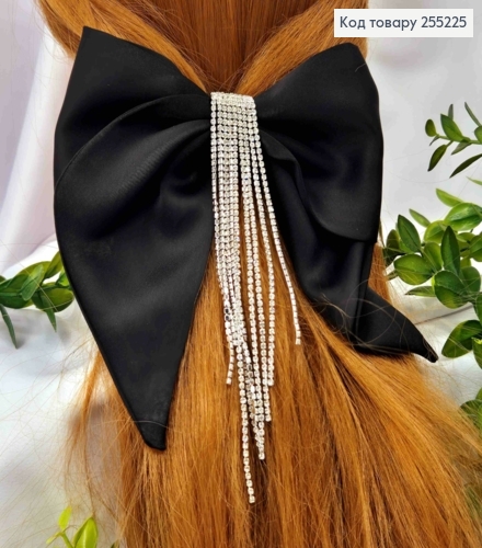 Бант с камешками, ЧЕРНЫЙ, , на заколке автоматик, размер 15*15см 255225 фото 1