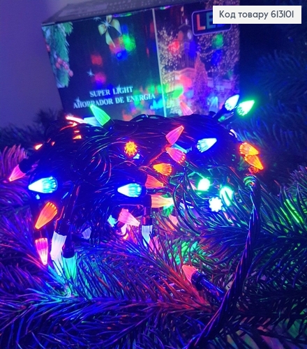 Гирлянда шар 10 мм черная проволока 9 м 100 LED цветная(с удлинителем) 613101 фото 1