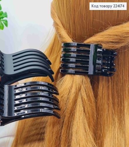 Заколка-Зажим (Боковушка) матовая/глянцевая (качественная), 8*3,5см, Черного цвета 224174 фото 1