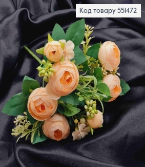 Искусственная композиция Пионовидные Розы, ПЕРСИКОВОГО цвета, 7 веточек на металл. стержни, высота 34см 551472 фото