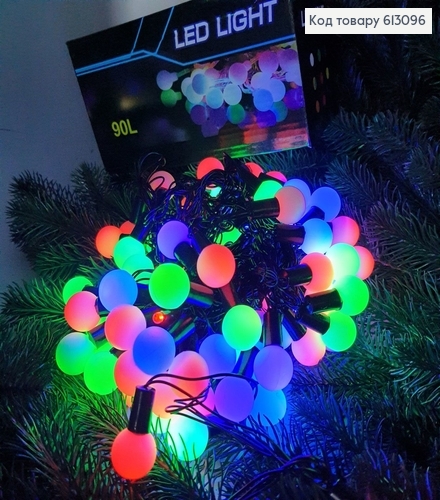 Гирлянда шар 20 мм черная проволока 9 м 90 LED цветная(с удлинителем) 613096 фото 1