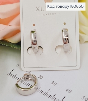 Сережки родированые кольца пластиной, 1,9*0,5см, Хuping 180650 фото