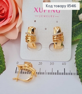 Серьги "Объятия" с камешками, 2см англ. зам. Xuping 18K 115416 фото