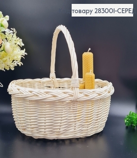 Кошик плетеный лозовый МОЛОЧНЫЙ  (средний),28*23*(10+18)), Польща 283001-СЕРЕДНІЙ фото