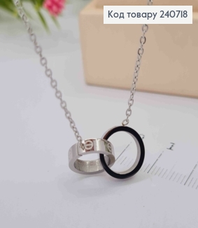 Цепочка серебряного цвета, с подвеской Cartier, 43+5см, сталь Stainless Steel 240718 фото