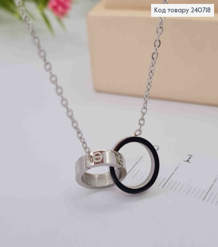 Цепочка серебряного цвета, с подвеской Cartier, 43+5см, сталь Stainless Steel 240718 фото 1