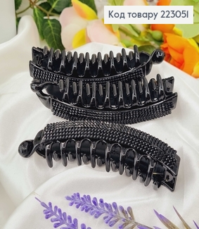 Заколка банан пластик черный со стразами 10см  223051 фото