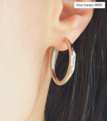 Серьги родственные Кольца 2,5см, с прямоугольным камешком, Xuping 181150 фото 3