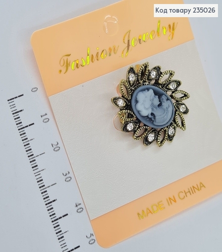 Брошь металл бронзовая Леди с камнями 235026 фото 1