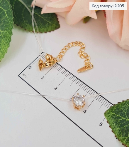 Жилка прозрачная, с круглым камешком 6мм, дл. 45+5см, Xuping 18K 121205 фото 1