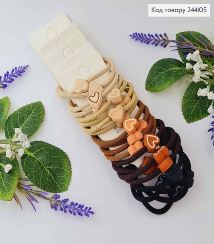 Набор резинок (5,5см) 2шт "Сердце", коричневые тона в ассортименте 244105 фото 2