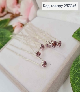 Шпилька-Рогач з камінцями Лілового кольору 237045 фото