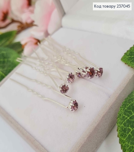 Шпилька-Рогач з камінцями Лілового кольору 237045 фото 1