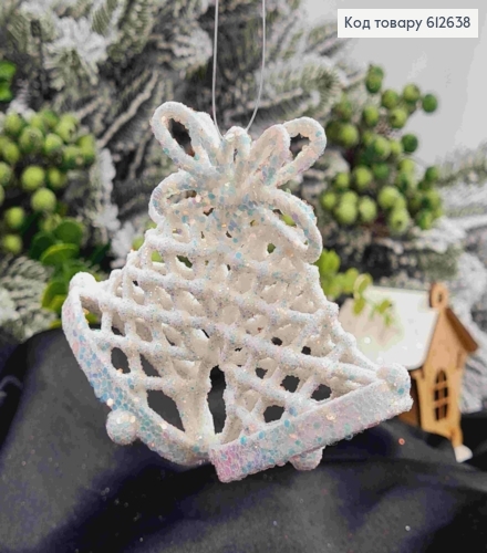 Колокольчики,БЕЛОГО цвета,10*8см, новогодняя украшения, пластиковая, изготовлено в Украине. 612638 фото 1