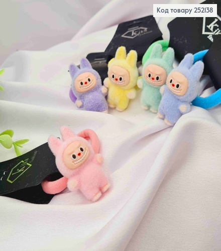 Резинка з "Лабубу", діаметр 4см, лабубу 4см, Кольори в асортименті 252138 фото 1