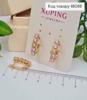 Серьги "ВЕНЕРА" украшены Разноцветными камешками, 1,7см, английская застежка, Xuping 18К 118088 фото