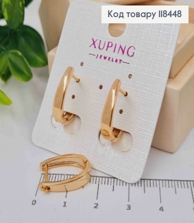 Серьги "Овальные" расширены вниз, длина 1,6см, английская застежка, XUPING 18K 118448 фото