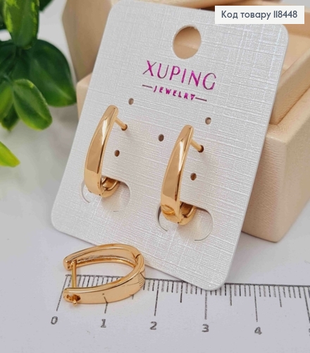 Серьги "Овальные" расширены вниз, длина 1,6см, английская застежка, XUPING 18K 118448 фото 1