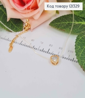 Жилка прозрачная, с камешком Сердечком 6мм в оправе, дл. 40+5см, Xuping 18K 121329 фото