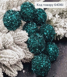 Набор шаров 40мм "ЕЖЕК", ИЗУМРУДНОГО цвета, 8шт/уп, новогодние украшения, Украина. 640161 фото