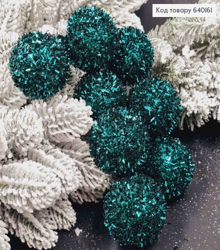 Набор шаров 40мм "ЕЖЕК", ИЗУМРУДНОГО цвета, 8шт/уп, новогодние украшения, Украина. 640161 фото 1