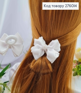 Резинка, БАНТ репсовый, Белого цвета с жемчужиной 5,5*4см, Ручная работа 276014 фото