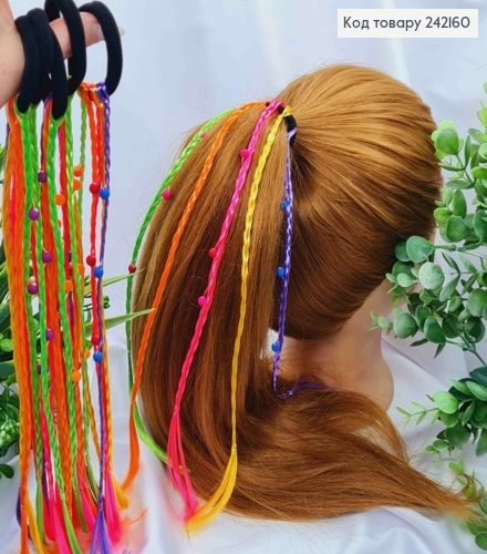 Пасма Косичкою (32см) на резинці (4,5см), Яскраві кольори в асортименті. 242160 фото 1