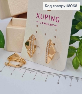 Серьги "Фигурные" украшены камешками, 1,9см, английская застежка, Xuping 18К. 118068 фото