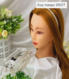 Обруч метал, з дрібним бісером та квадратними камінчиками 291277 фото