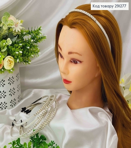 Обруч метал, з дрібним бісером та квадратними камінчиками 291277 фото 1