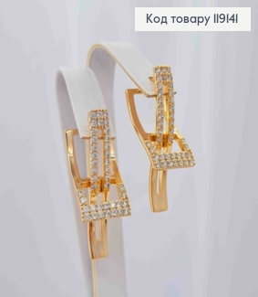 Серьги, "Elegant" украшены Блестящими камешками, 3,2см, англ. зам., XUPING 18K 119141 фото