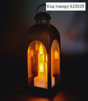 Декоративний LED ліхтарик 26см з ефектом горіння свічки теплого кольору, ЧОРНИЙ, (без батарейок) 623029 фото