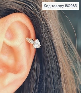 Сережки кільця родовані, з трикутним камінцем, 1см, Xuping  180983 фото