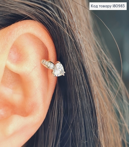 Сережки кільця родовані, з трикутним камінцем, 1см, Xuping  180983 фото 1