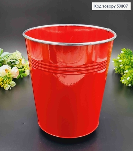 Ведерце-кашпо, металл, красного цвета, высота 19см, Польша 591107 фото 1