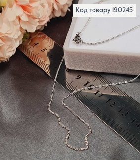 Цепочка родированая панцирное плетение (мелкое) 1мм, длина 60см, Xuping 190245 фото