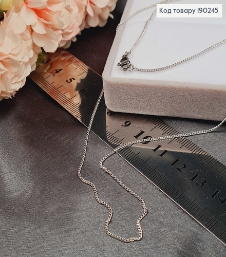 Цепочка родированая панцирное плетение (мелкое) 1мм, длина 60см, Xuping 190245 фото 1