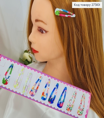 Заколка Тик-так 5 см Цветочная 10 шт в уп. 273101 фото 1