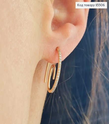 Серьги крючки, "Завитки" с камешками, 2см. Xuping 18K 115506 фото 1