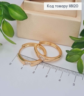 Серьги кольца с ярким квадратным камнем, диаметр 2,4см, XUPING 18K 118120 фото