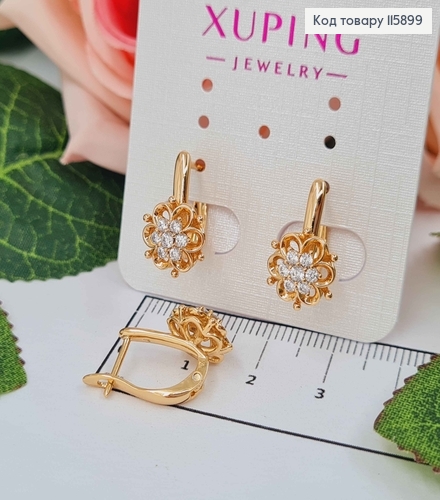 Сережки "Латаття" з камінцями, англ. заст. Xuping 18K 115899 фото 1