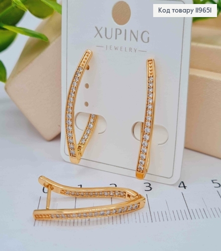 Серьги Стрелы украшены Блестящими камешками, длина 2,9см, английская застежка, Xuping 18К 119651 фото 2