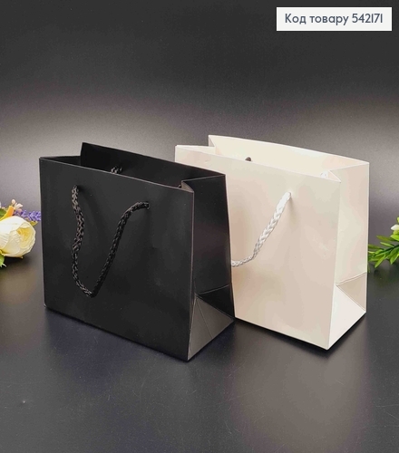 Пакет бумажный, "Однотон", черный/белый в ассорт. 16*12*7см 542171 фото 1