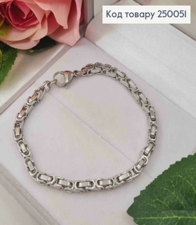 Браслет срібного кольору, ширина 4,5мм, довжина 20см, сталь Stainless Steel 250051 фото